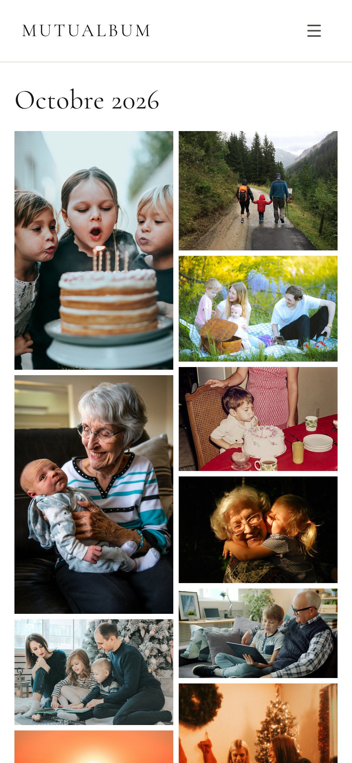 Les photos de la famille Martin dans l’app, rangées par mois